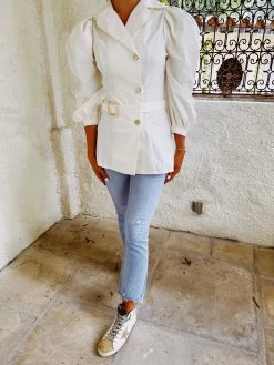 Glam It Up Puff Sleeve Blazer - Off White