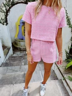 Twirly Tweed Bottoms- Pink