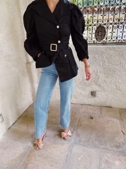 Glam It Up Puff Sleeve Blazer - Black