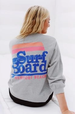 Surfboard Crewneck - Heather Grey