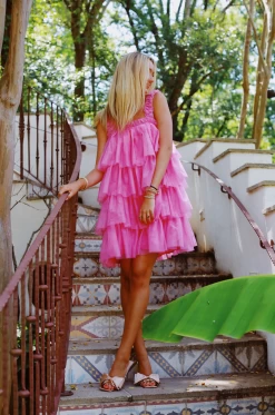 Powder Puff Dress - Aurora Pink
