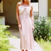 Classy Bow Maxi Dress - Nude/Champagne