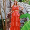 Runaway Tiered Maxi Skirt Set - Orange