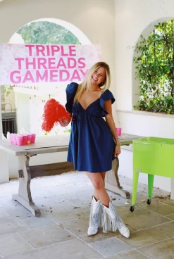 Tie A Bow Dress - Navy