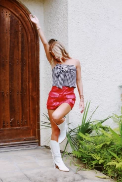Cargo Faux Leather Skort - Red -Fashion Finds Outlet ScreenShot2023 08 07at11.16.21AM
