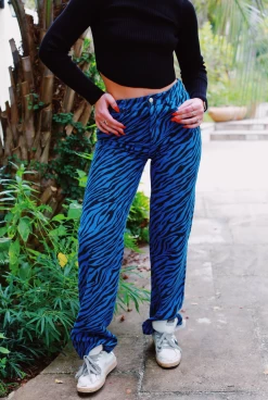 Zane Zebra Pants - Blue
