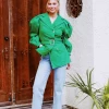Glam It Up Puff Sleeve Blazer - Green