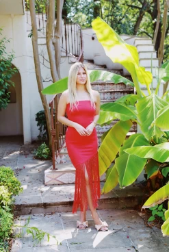 New Heights Fringe Dress - Red