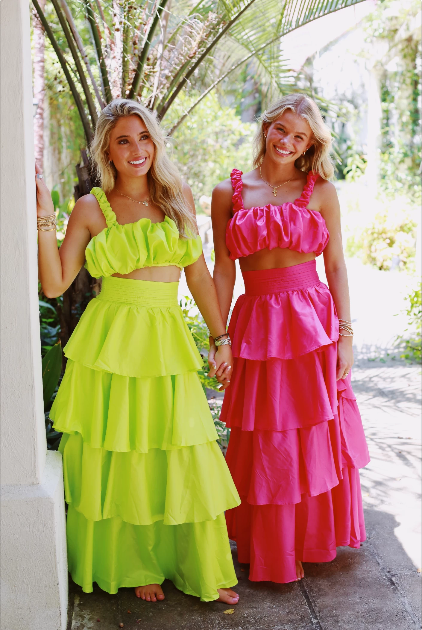 Runaway Tiered Maxi Skirt Set - Lime 2 Runaway Tiered Maxi Skirt Set - Lime - Image 2