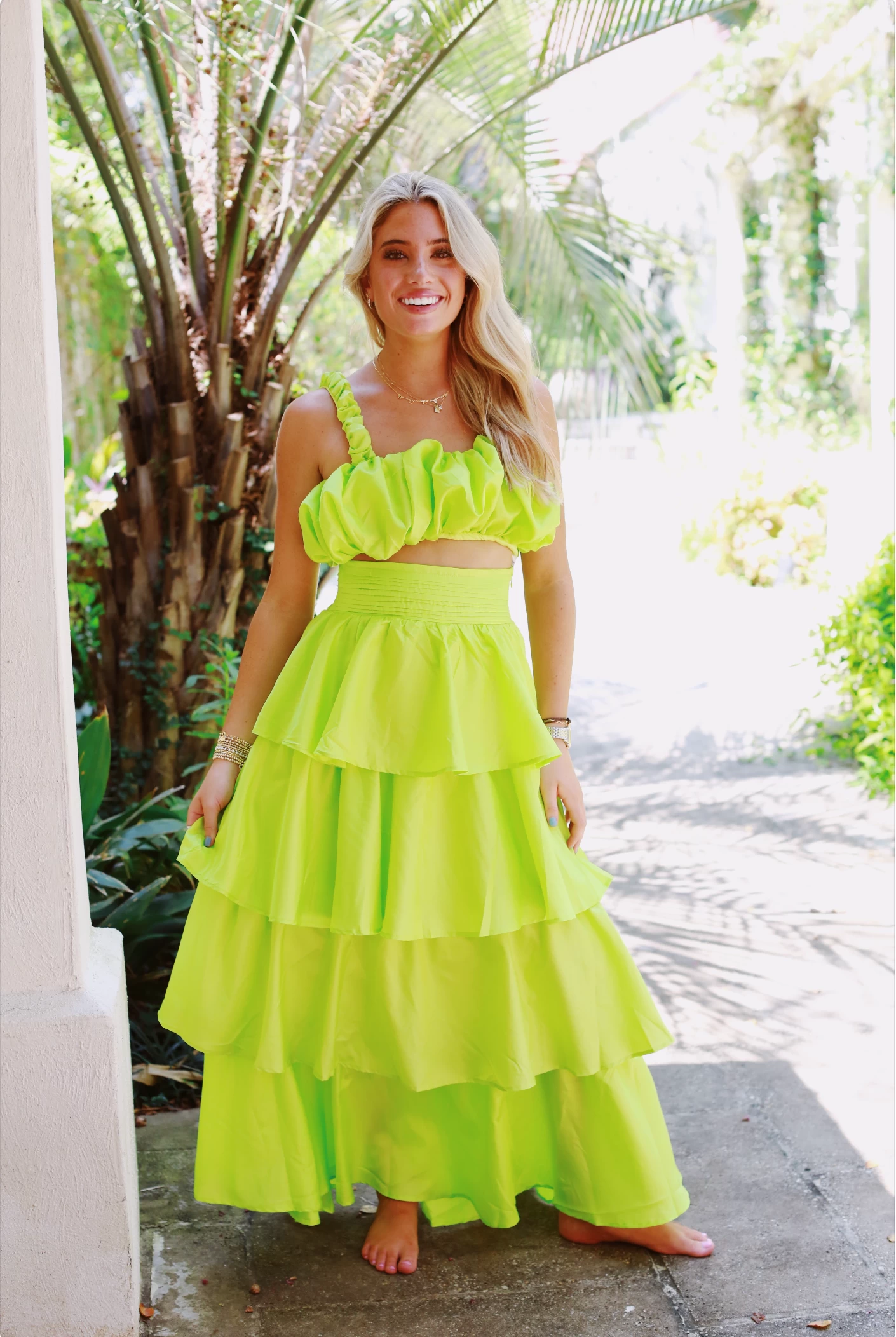 Runaway Tiered Maxi Skirt Set - Lime 1 Runaway Tiered Maxi Skirt Set - Lime