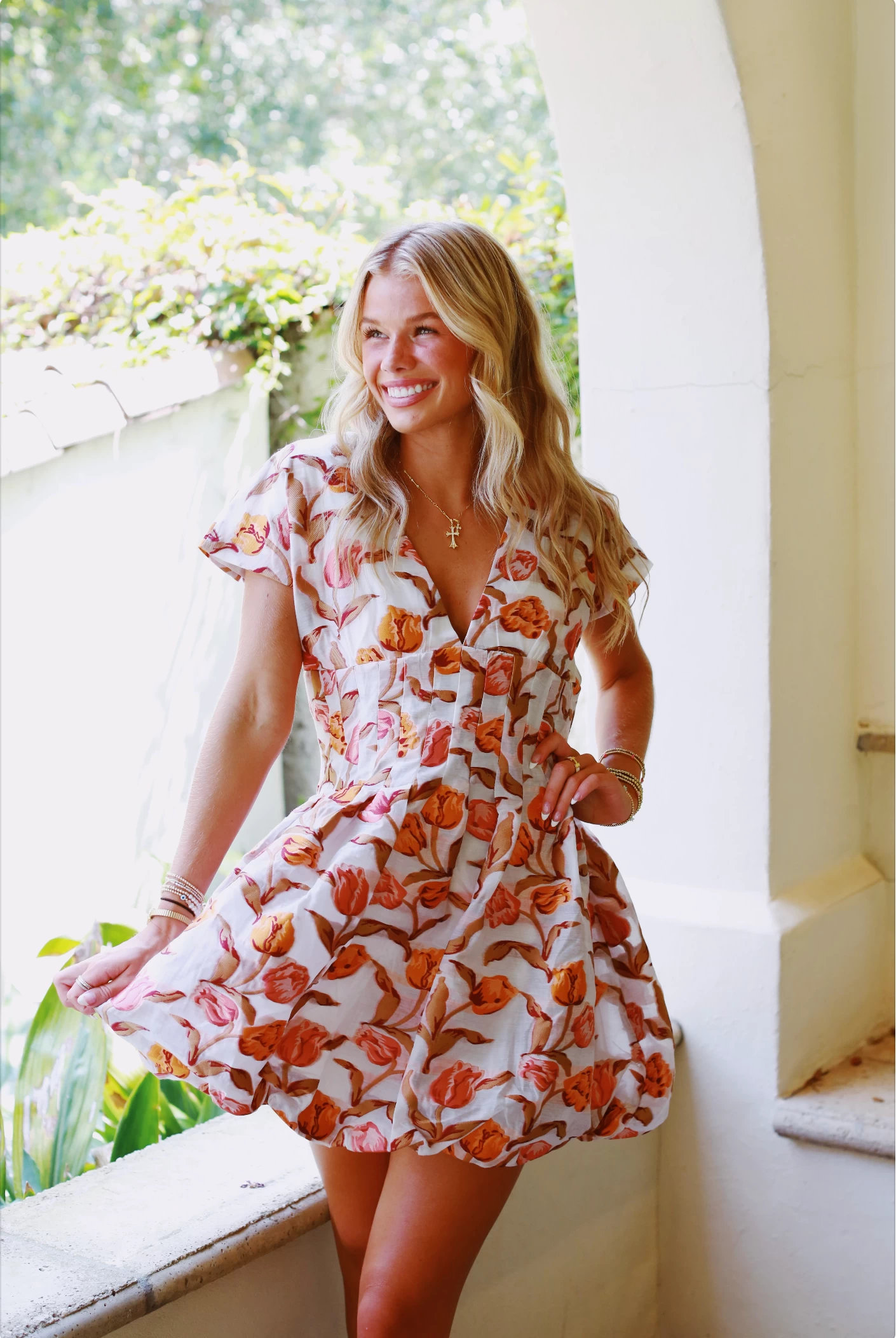 Too Many Tulips Dress - Pink/Orange 4 Too Many Tulips Dress - Pink/Orange - Image 4