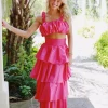 Runaway Tiered Maxi Skirt Set - Pink