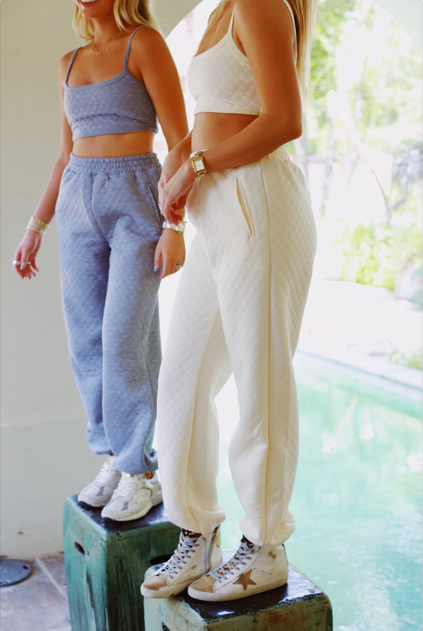 Laura Quilted Jogger Pants Set - H.Grey 3 Laura Quilted Jogger Pants Set - H.Grey - Image 3