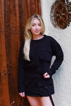 Good Feelings Cargo Skort Set - Black