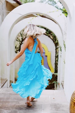 Nightfall Ruffle Dress - Aqua -Fashion Finds Outlet ScreenShot2023 08 31at10.24.21AM