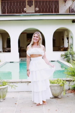 Runaway Tiered Maxi Skirt Set - White