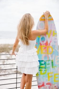 Lena Eyelet Mini Dress - White -Fashion Finds Outlet TT 127