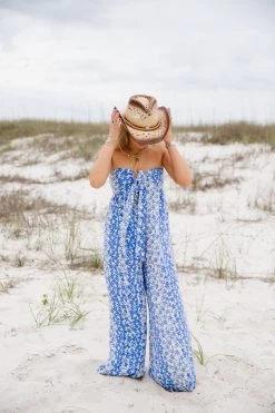 Violet Floral Jumpsuit - Blue Ivory