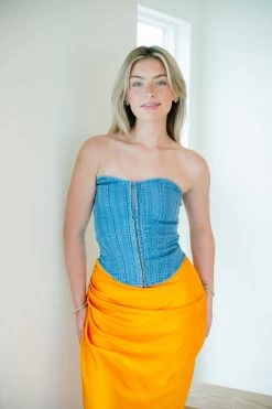 All Laced Up Corset Top - Denim 5 All Laced Up Corset Top - Denim -Fashion Finds Outlet TT 339