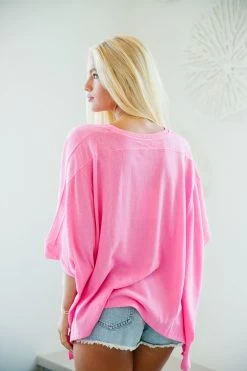 Boxy Dolman Top - Azalea Pink -Fashion Finds Outlet TT 344