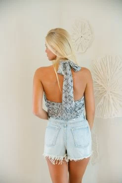 Jamaica Me Crazy Cross Neck Top - Ecru/Black -Fashion Finds Outlet TT 429