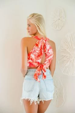 Head To The Ocean O'Ring Top - Red/Orange 5 Head To The Ocean O'Ring Top - Red/Orange -Fashion Finds Outlet TT 444