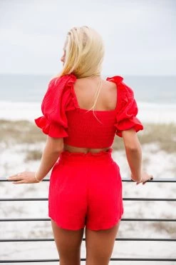 Liza Gauze Set - Candy Red 8 Liza Gauze Set - Candy Red -Fashion Finds Outlet TT 537