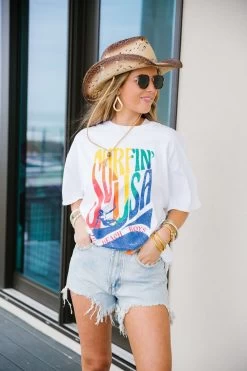 Beach Boys Surfin' USA Graphic Tee -White -Fashion Finds Outlet TT 558
