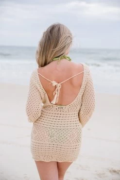 Long Live Crochet Mini Dress - Natural -Fashion Finds Outlet TT 622