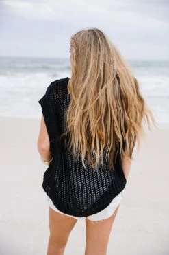 Never Ending Summer Crochet Vest - Black -Fashion Finds Outlet TT 639