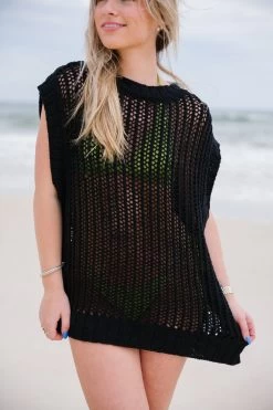 Never Ending Summer Crochet Vest - Black -Fashion Finds Outlet TT 643