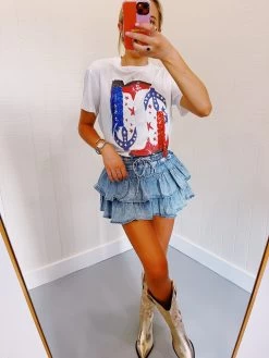 QUEEN OF SPARKLES - USA Sequin Boot Tee