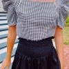 Houndstooth Top - Black/White