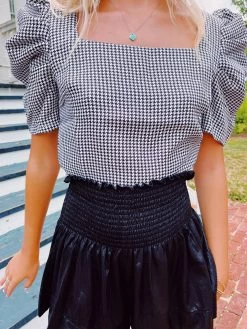 Houndstooth Top - Black/White