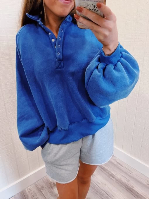 Piper Snap Sweatshirt - Cobalt Blue 3 Piper Snap Sweatshirt - Cobalt Blue -Fashion Finds Outlet image 3cfd2021 fe2a 4f3f 9fd6 0bb7deec8110