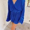 Pleated Party Romper - Blue