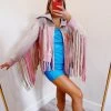 Cowgirl Up Fringe Jacket - Pink Multi
