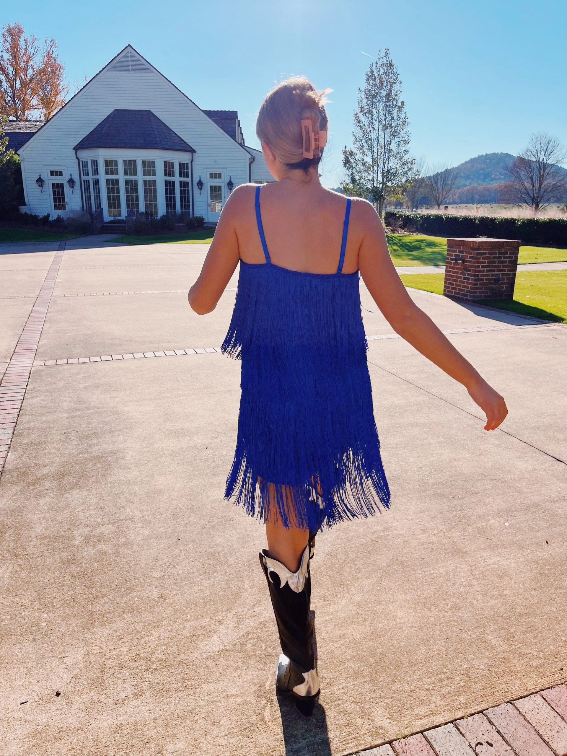 Shake It Off Fringe Dress - Royal 2 Shake It Off Fringe Dress - Royal - Image 2