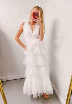 Pearly Nights Maxi Dress - White