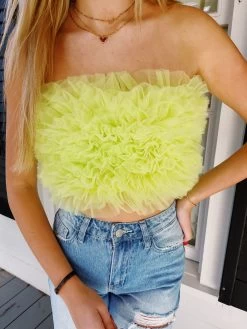 Under The Sea Tulle Top - Soft Lime