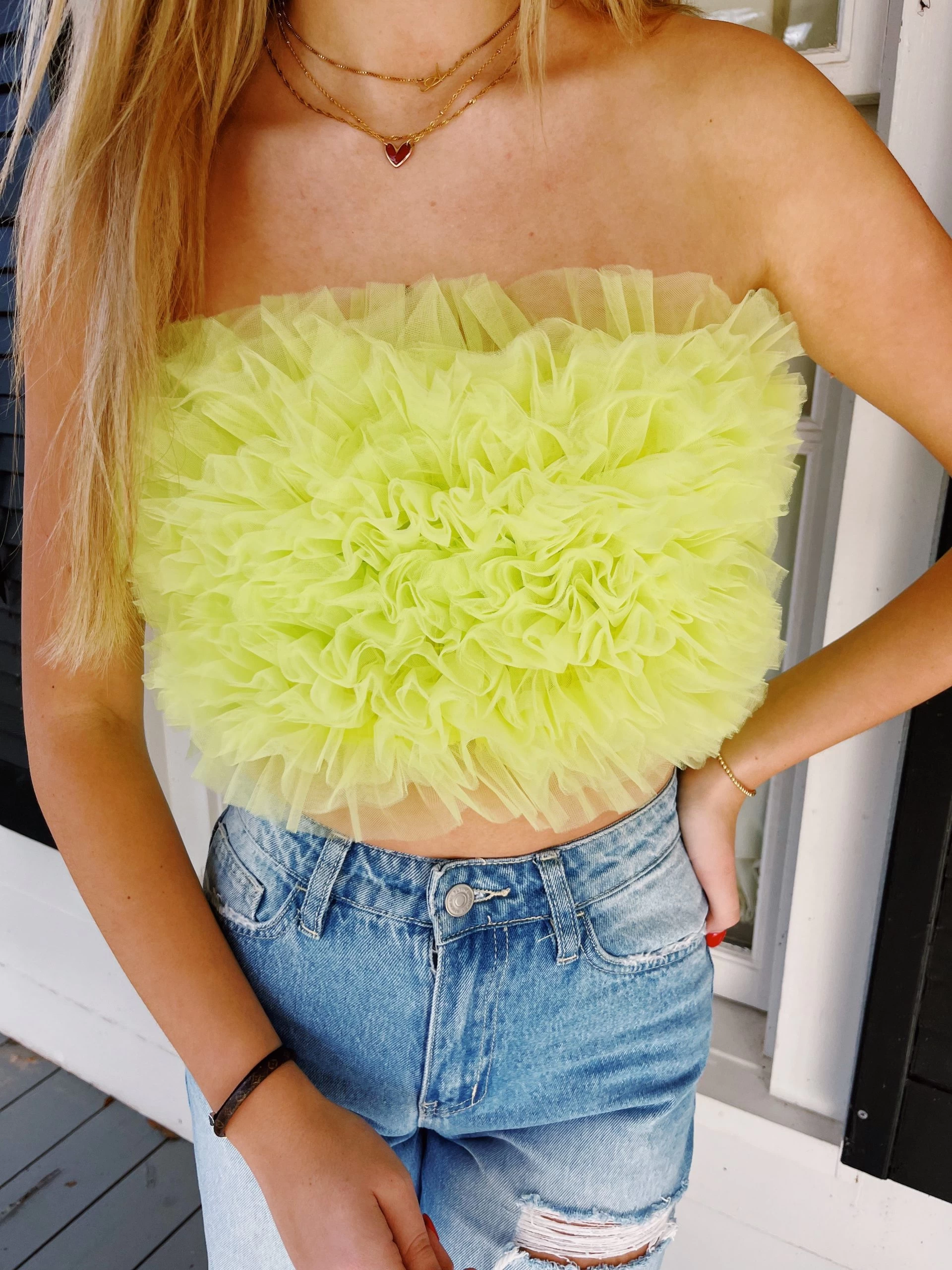 Under The Sea Tulle Top - Soft Lime 1 Under The Sea Tulle Top - Soft Lime
