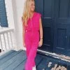 Work It Cargo Jumpsuit - Fuchsia