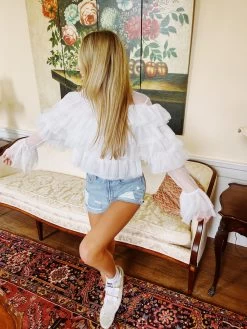 Walk This Way Ruffle Top - White -Fashion Finds Outlet image 54025e7e fbaf 455a 9d33 8757687a7011