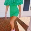Emily Ruffled Mini Dress - Kelly Green
