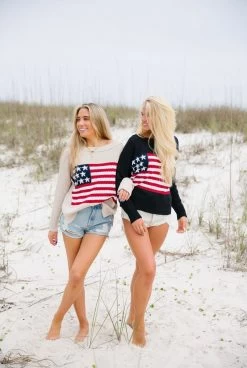 American Flag Lightweight Sweater - Beige