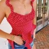 Plaid Wavy Strap Top - Fuchsia