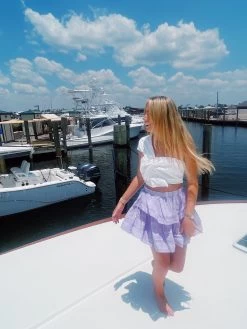 Dreamer Pintuck Lace Trim Skirt - Lavender