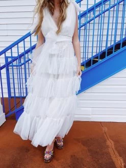 Dotted Mesh Tiered Maxi Dress - Cream -Fashion Finds Outlet image 6a327f1a 7b96 47e5 9ed7 0ae26cf5124b