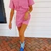 Turn Up The Tunes Romper - Pink