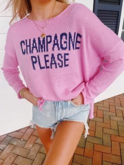 Champagne Please Lightweight Sweater - Pink